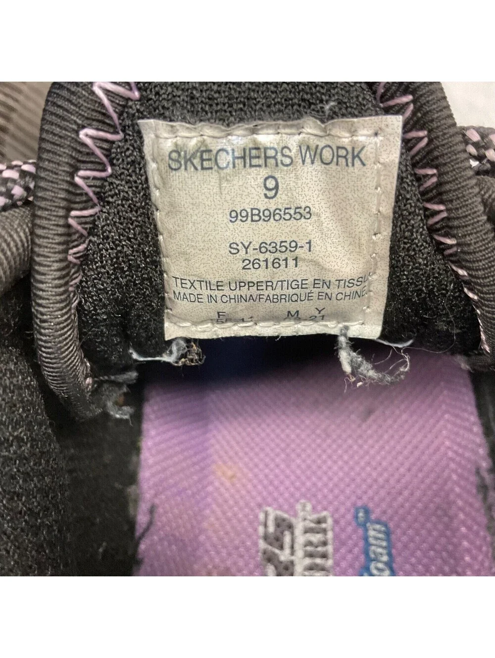 SKECHERS Womens Static Dissipative Lace Up Work Shoes 99B96553 Black Purple 9M